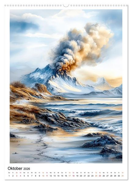 Produktbild: Island - Nordlichter, Feuer und Eis (hochwertiger Premium Wandkalender 2026 DIN A2 hoch), Kunstdruck in Hochglanz