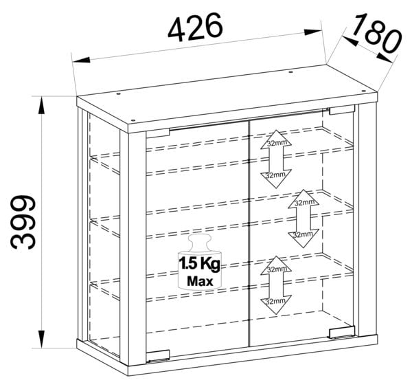 Produktbild: Wandvitrine H&auml;ngevitrine Glasvitrine Vitrosa S