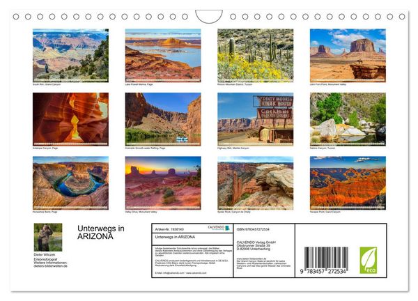Produktbild: Unterwegs in ARIZONA (Wandkalender 2026 DIN A4 quer), CALVENDO Monatskalender