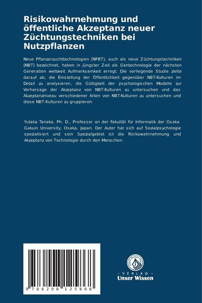 Produktbild: Risikowahrnehmung und &ouml;ffentliche Akzeptanz neuer Z&uuml;chtungstechniken bei Nutzpflanzen