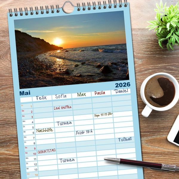 Produktbild: Familienplaner 2026 - MEER - Mehr! mit 5 Spalten (Wandkalender, 21 x 45 cm) CALVENDO