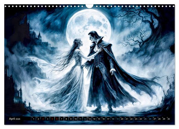 Produktbild: Finsternis der Vampire - Mystischer d&uuml;sterer Fantasy Kalender (Wandkalender 2026 DIN A3 quer), CALVENDO Monatskalender