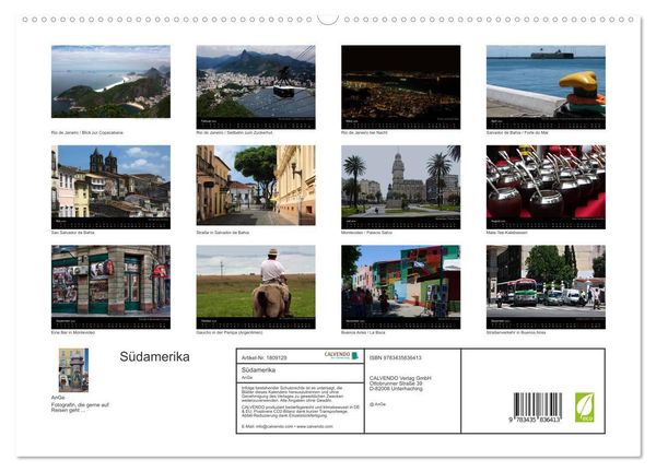 Produktbild: S&uuml;damerika (hochwertiger Premium Wandkalender 2025 DIN A2 quer), Kunstdruck in Hochglanz