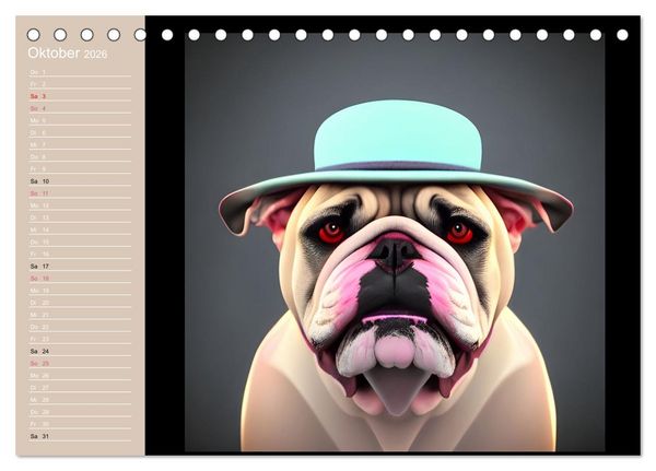 Produktbild: Graphic PoP Art Bulldogge (Tischkalender 2026 DIN A5 quer), CALVENDO Monatskalender