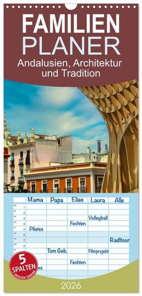 Produktbild: Familienplaner 2026 - Andalusien, Architektur und Tradition mit 5 Spalten (Wandkalender, 21 x 45 cm) CALVENDO
