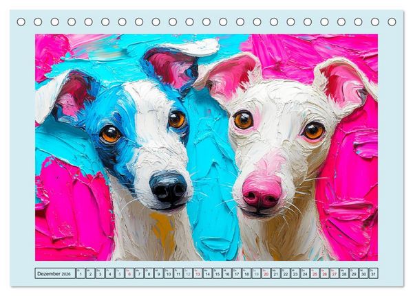 Produktbild: Hunde Paintings. Moderne Portraits in &Ouml;loptik (Tischkalender 2026 DIN A5 quer), CALVENDO Monatskalender
