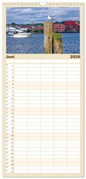 Produktbild: Familienplaner 2026 - Bezauberndes Flensburg mit 5 Spalten (Wandkalender, 21 x 45 cm) CALVENDO