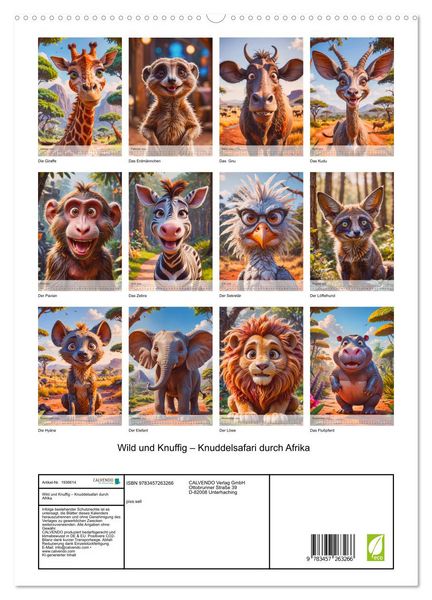 Produktbild: Wild und Knuffig &ndash; Knuddelsafari durch Afrika (hochwertiger Premium Wandkalender 2026 DIN A2 hoch), Kunstdruck in Hochglanz