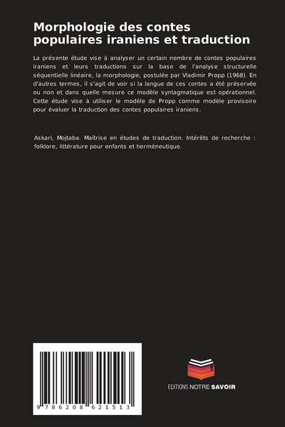 Produktbild: Morphologie des contes populaires iraniens et traduction