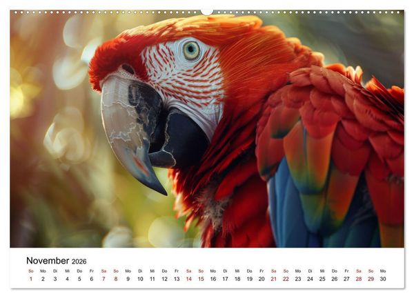 Produktbild: Papageien - Farbenfrohe Paradiesv&ouml;gel (Wandkalender 2026 DIN A2 quer), CALVENDO Monatskalender