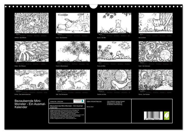 Produktbild: Bezaubernde Mini-Monster - Ein Ausmal-Kalender (Wandkalender 2026 DIN A3 quer), CALVENDO Monatskalender