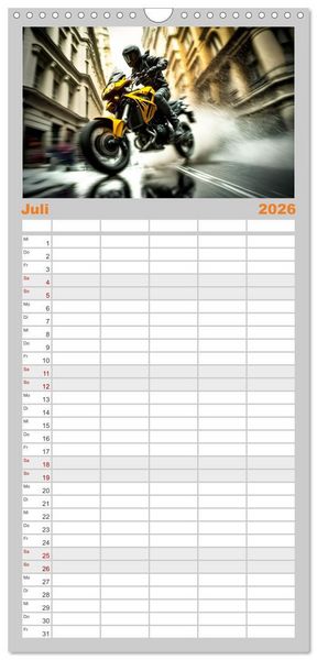 Produktbild: Familienplaner 2026 - Motorrad Speed mit 5 Spalten (Wandkalender, 21 x 45 cm) CALVENDO
