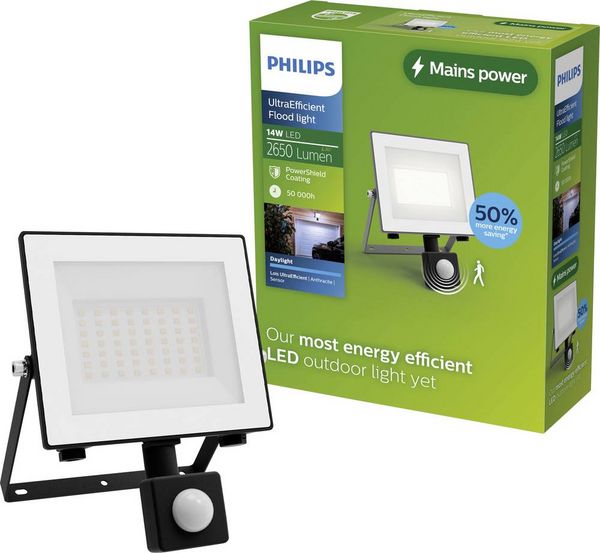 Produktbild: Philips LED Lois 929004643301 LED-Au&szlig;enstrahler mit Bewegungsmelder 14 W Leuchtfarben: Kaltwei&szlig;
