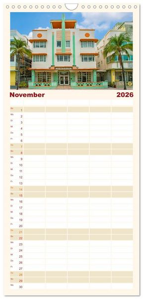Produktbild: Familienplaner 2026 - Miami - pulsierende Metropole mit 5 Spalten (Wandkalender, 21 x 45 cm) CALVENDO