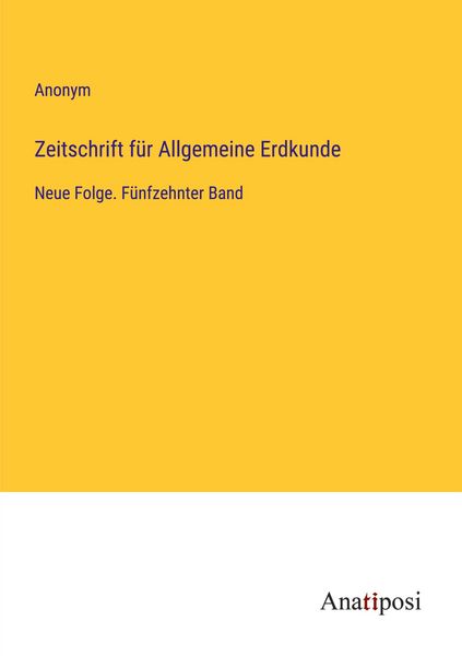 Produktbild: Zeitschrift f&uuml;r Allgemeine Erdkunde