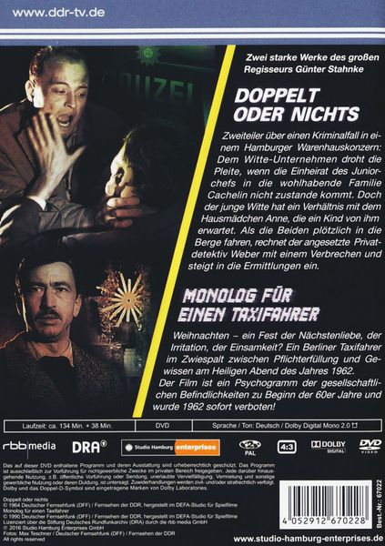 Produktbild: Doppelt oder nichts / Monolog f&uuml;r einen Taxifahrer - DDR TV-Archiv