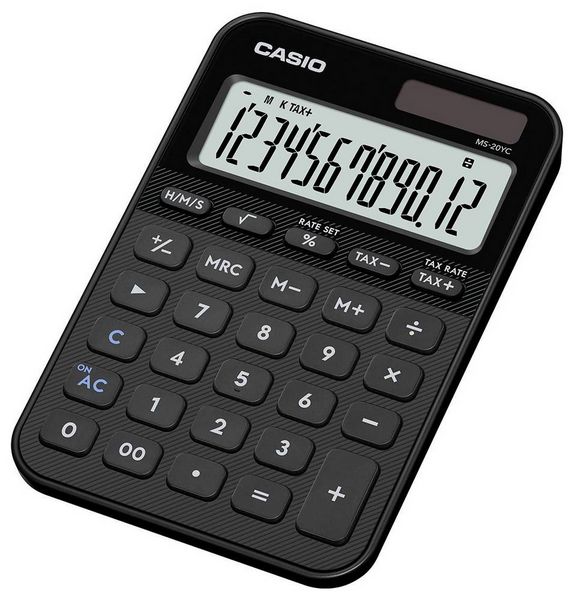 Produktbild: Casio Casio MS-20YC, Desktop, Einfacher Taschenrechner, Batterie/Solar, Schwarz Tischrechner Schwarz (L x B x H) 149.5 x 101 x 18 mm