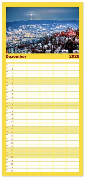 Produktbild: Familienplaner 2026 - Malerisches Stuttgart mit 5 Spalten (Wandkalender, 21 x 45 cm) CALVENDO