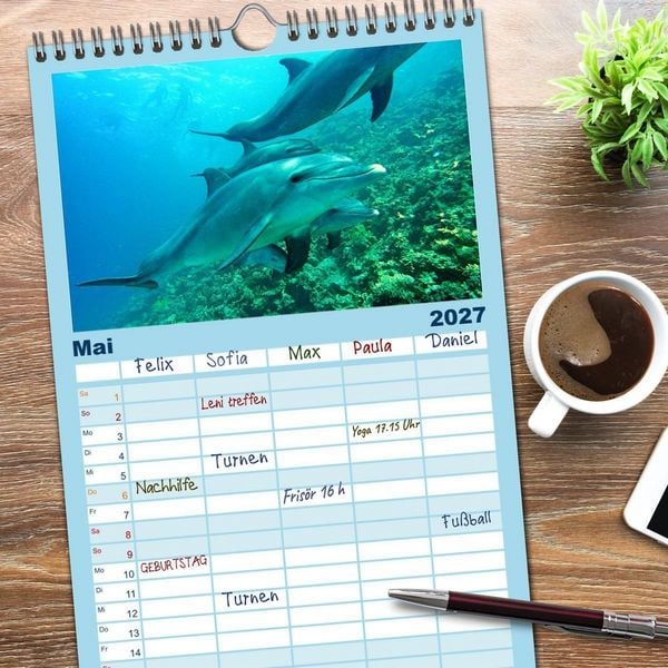Produktbild: Familienplaner 2027 - Abenteuer Riff - bunte Unterwasserwelt mit 5 Spalten (Wandkalender, 21 x 45 cm) CALVENDO