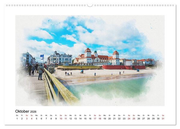 Produktbild: Ostsee Aquarelle (Wandkalender 2026 DIN A2 quer), CALVENDO Monatskalender