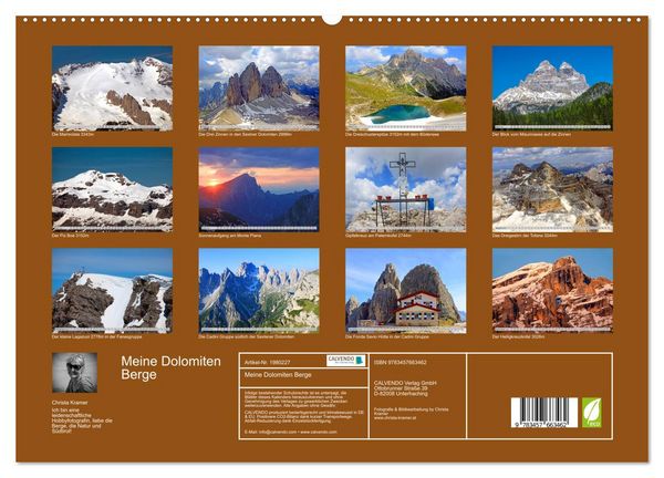 Produktbild: Meine Dolomiten Berge (hochwertiger Premium Wandkalender 2026 DIN A2 quer), Kunstdruck in Hochglanz