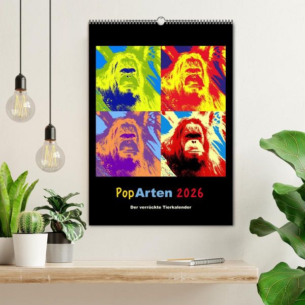 Produktbild: PopArten 2026 &ndash; Der verr&uuml;ckte Tierkalender (Wandkalender 2026 DIN A2 hoch), CALVENDO Monatskalender