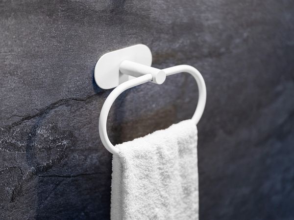 Produktbild: Turbo-Loc&reg; Handtuchring Mod. Orea White matt, aus rostfreiem Edelstahl