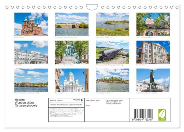 Produktbild: Helsinki - Wundersch&ouml;ne Ostseemetropole (Wandkalender 2026 DIN A4 quer), CALVENDO Monatskalender