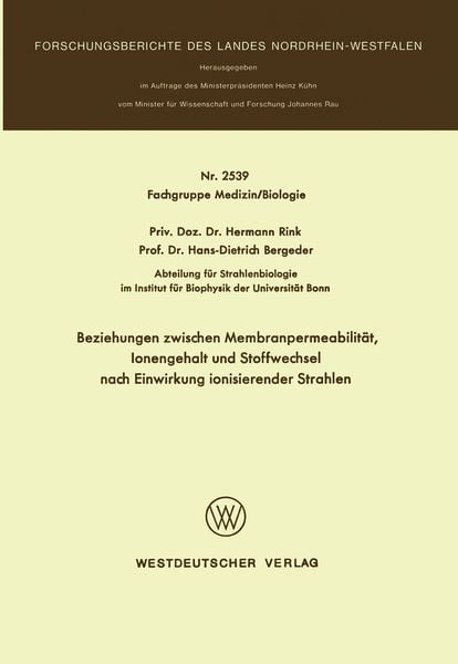 Produktbild: Beziehungen zwischen Membranpermeabilit&auml;t, Ionengehalt und Stoffwechsel nach Einwirkung ionisierender Strahlen