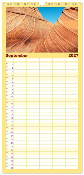 Produktbild: Familienplaner 2027 - Paria Canyon - The Wave Naturwunder mit 5 Spalten (Wandkalender, 21 x 45 cm) CALVENDO