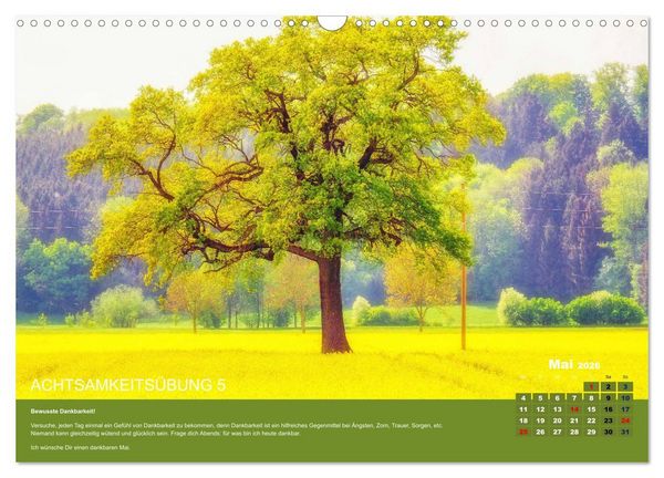 Produktbild: Achtsamkeit, 12 &Uuml;bungen zu mehr Achtsamkeit. (Wandkalender 2026 DIN A3 quer), CALVENDO Monatskalender