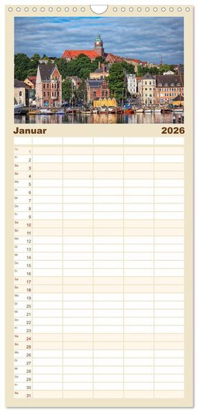 Produktbild: Familienplaner 2026 - Bezauberndes Flensburg mit 5 Spalten (Wandkalender, 21 x 45 cm) CALVENDO
