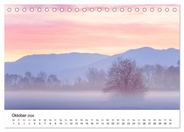 Produktbild: Landschaften vom Licht gek&uuml;&szlig;t (Tischkalender 2026 DIN A5 quer), CALVENDO Monatskalender