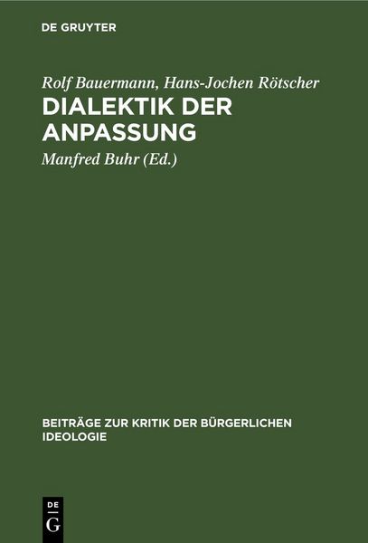 Produktbild: Dialektik der Anpassung