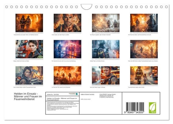 Produktbild: Helden im Einsatz - M&auml;nner und Frauen im Feuerwehrdienst (Wandkalender 2026 DIN A4 quer), CALVENDO Monatskalender