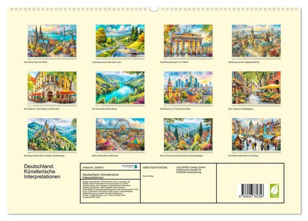 Produktbild: Deutschland. K&uuml;nstlerische Interpretationen (hochwertiger Premium Wandkalender 2027 DIN A2 quer), Kunstdruck in Hochglanz