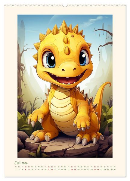 Produktbild: Happy Dinos (hochwertiger Premium Wandkalender 2026 DIN A2 hoch), Kunstdruck in Hochglanz