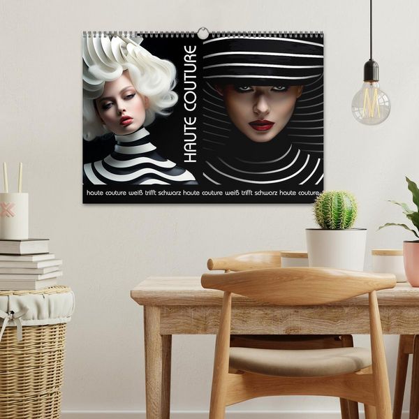 Produktbild: Haute Couture - Wei&szlig; trifft Schwarz (Wandkalender 2026 DIN A3 quer), CALVENDO Monatskalender