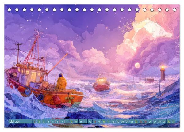 Produktbild: Am Wasser - Bei Sturm und Sonnenschein (Tischkalender 2026 DIN A5 quer), CALVENDO Monatskalender
