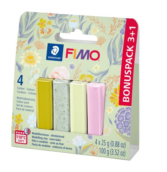 Produktbild: STAEDTLER Modelliermasse Set Fimo Spring, 4 Farben sortiert Fr&uuml;hling, 1 davon gratis, ofenh&auml;rtend