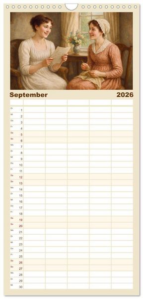 Produktbild: Familienplaner 2026 - Jane Austen mit 5 Spalten (Wandkalender, 21 x 45 cm) CALVENDO