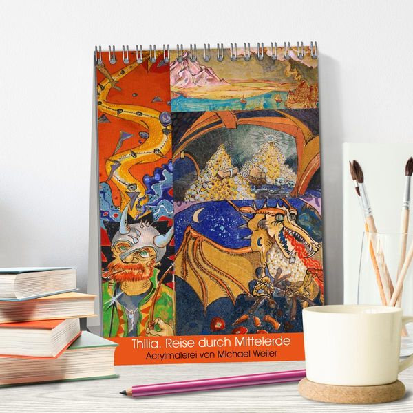 Produktbild: Thilia. Reise durch Mittelerde. Acrylmalerei von Michael Weiler. (Tischkalender 2026 DIN A5 hoch), CALVENDO Monatskalender