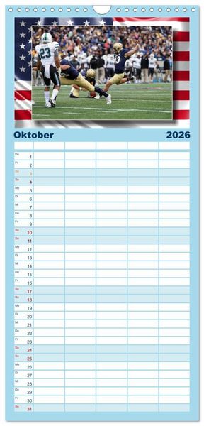 Produktbild: Familienplaner 2026 - American Football - Kickoff mit 5 Spalten (Wandkalender, 21 x 45 cm) CALVENDO