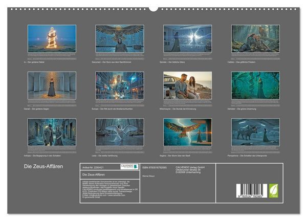 Produktbild: Die Zeus-Aff&auml;ren (hochwertiger Premium Wandkalender 2027 DIN A2 quer), Kunstdruck in Hochglanz