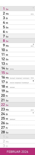Produktbild: Streifenplaner PINK 2026 - Streifenkalender - Wandplaner - Küchen-Kalender - 11,3x49,5
