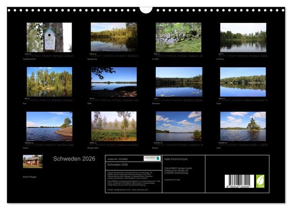 Produktbild: Schweden 2026 (Wandkalender 2026 DIN A3 quer), CALVENDO Monatskalender
