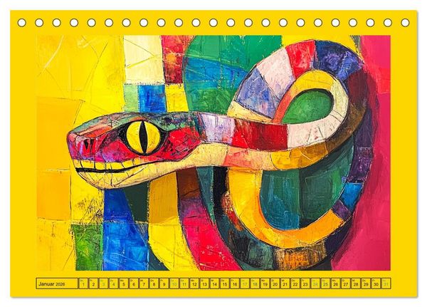 Produktbild: Abstrakte Eleganz. K&uuml;nstlerische Tiermotive in sch&ouml;nen Farben (Tischkalender 2026 DIN A5 quer), CALVENDO Monatskalender