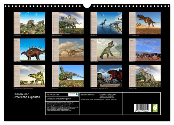 Produktbild: Dinosaurier. Urzeitliche Giganten (Wandkalender 2026 DIN A3 quer), CALVENDO Monatskalender