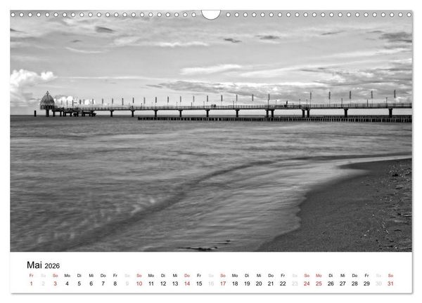Produktbild: Ostseebad Zingst - Impressionen in Schwarz-Wei&szlig; (Wandkalender 2026 DIN A3 quer), CALVENDO Monatskalender