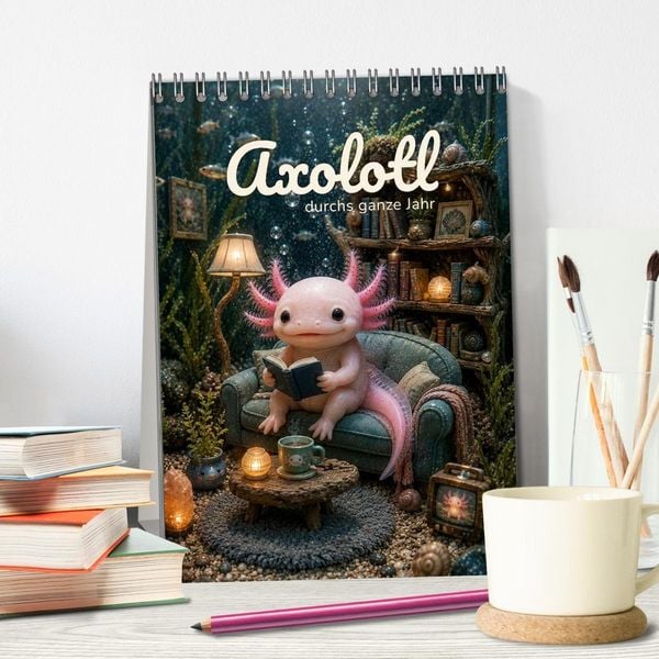 Produktbild: Axolotl durchs ganze Jahr (Tischkalender 2027 DIN A5 hoch), CALVENDO Monatskalender